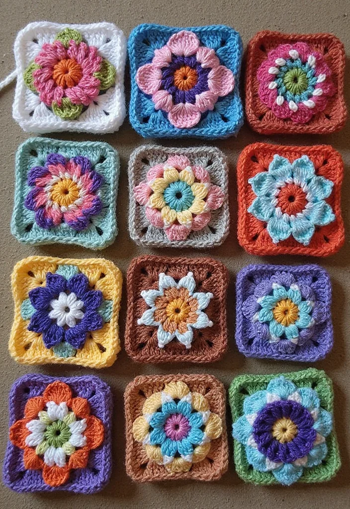 28 Beautiful Granny Square Crochet Pattern Diagram Ideas to Explore - 23. Mosaic Granny Square