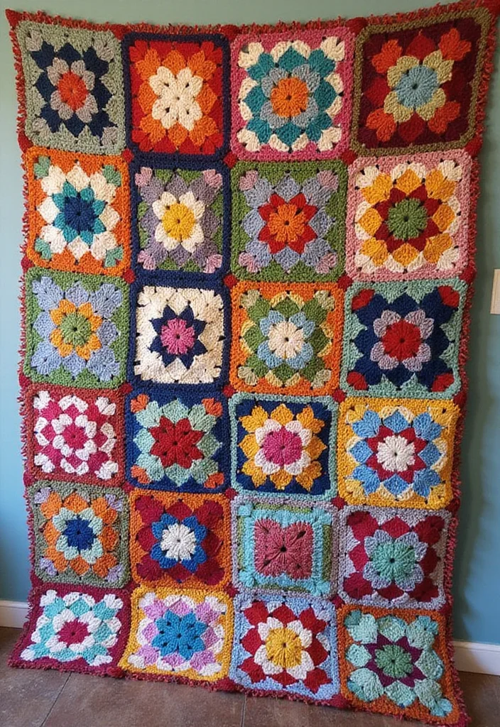 28 Beautiful Granny Square Crochet Pattern Diagram Ideas to Explore - 26. Bold Statement Granny Square