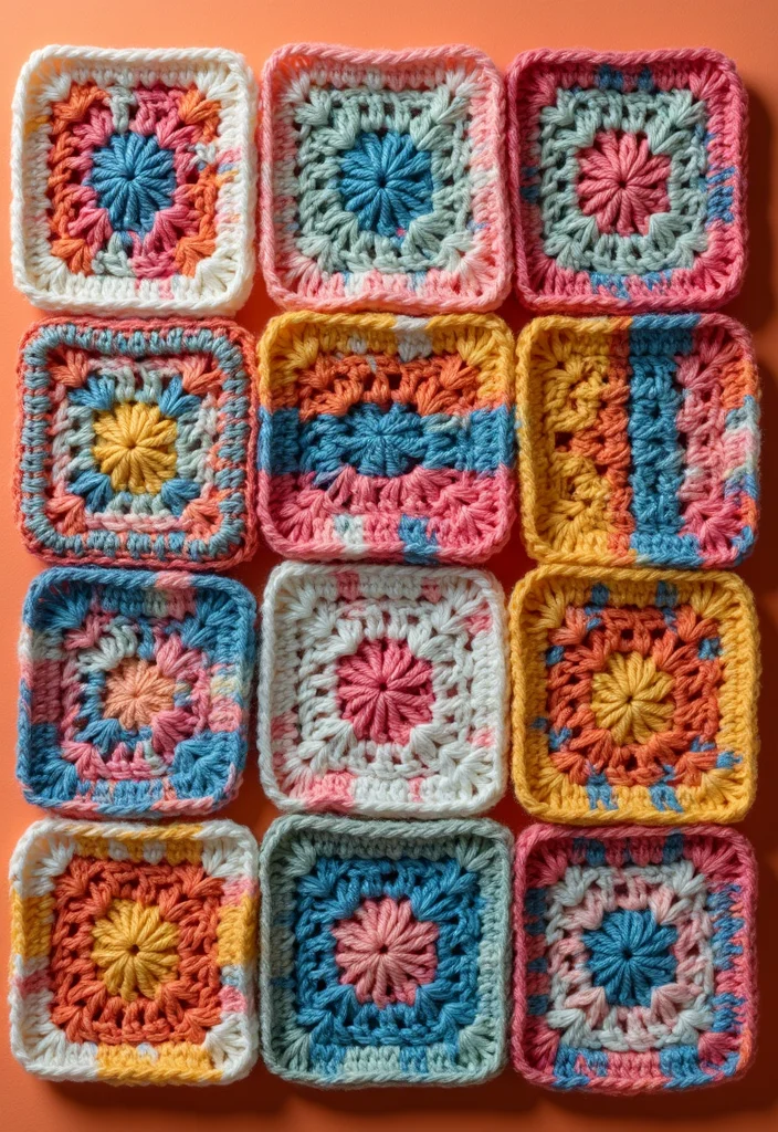 28 Beautiful Granny Square Crochet Pattern Diagram Ideas to Explore - 6. Striped Granny Square