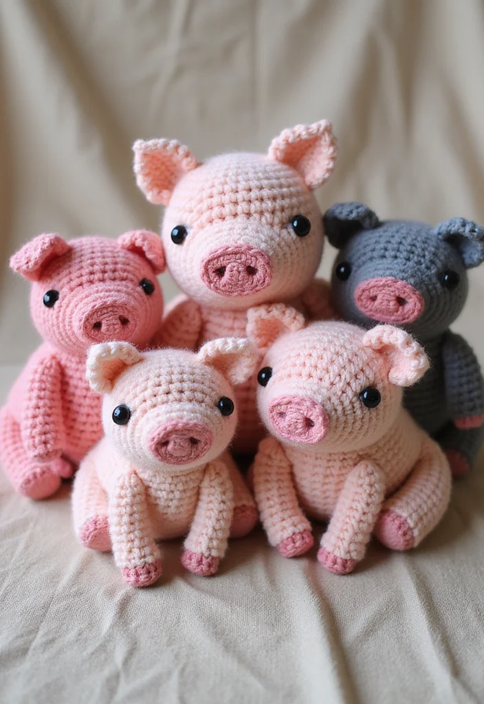 28 Cute Crochet Animals Free Patterns for Amigurumi Lovers - 1. Playful Pigs