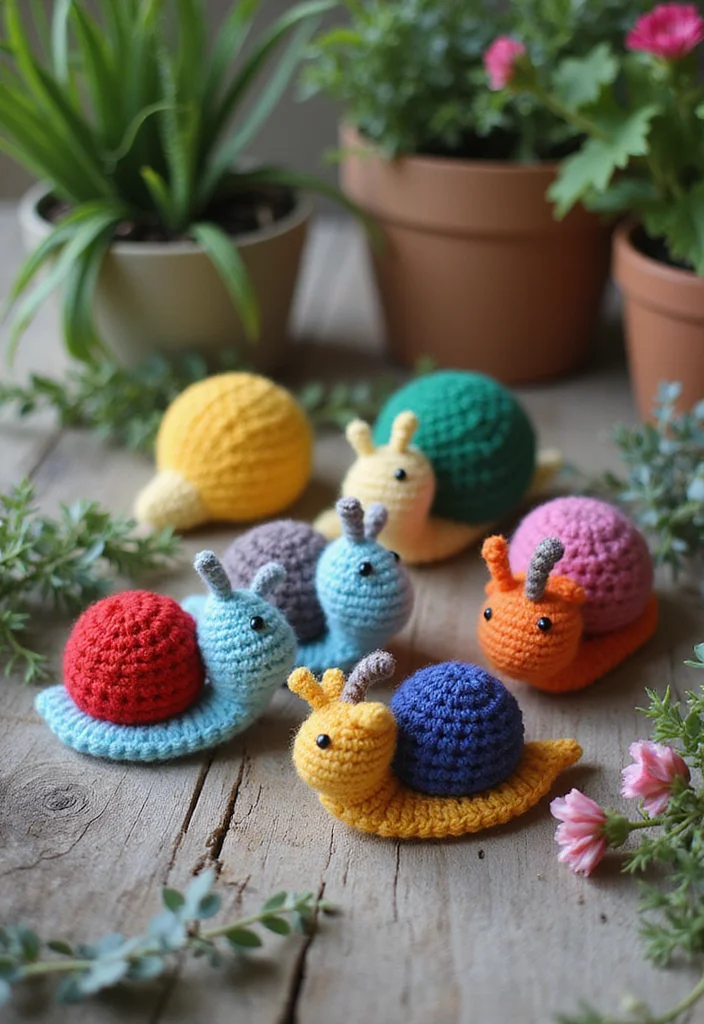 28 Cute Crochet Animals Free Patterns for Amigurumi Lovers - 10. Whimsical Snails