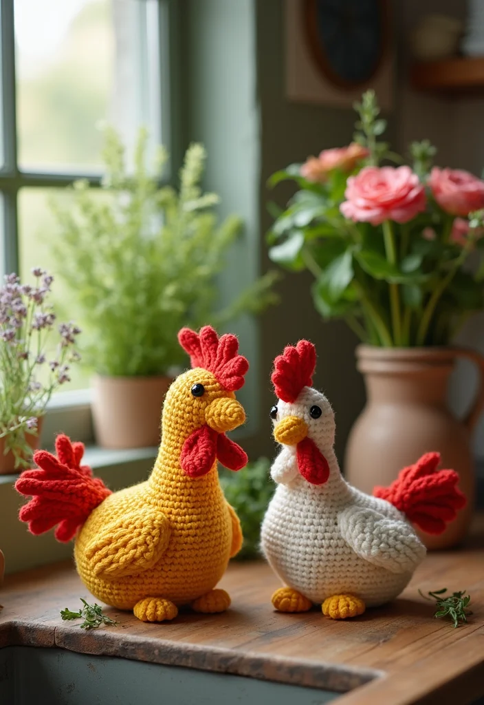 28 Cute Crochet Animals Free Patterns for Amigurumi Lovers - 11. Cheerful Chickens