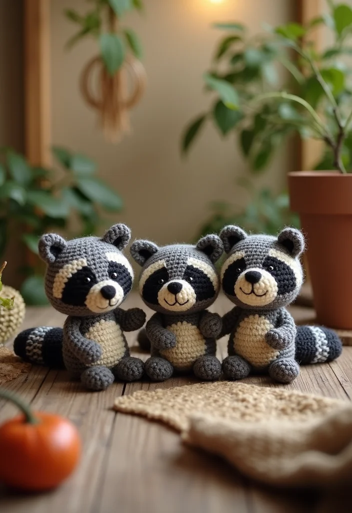 28 Cute Crochet Animals Free Patterns for Amigurumi Lovers - 17. Charming Raccoons