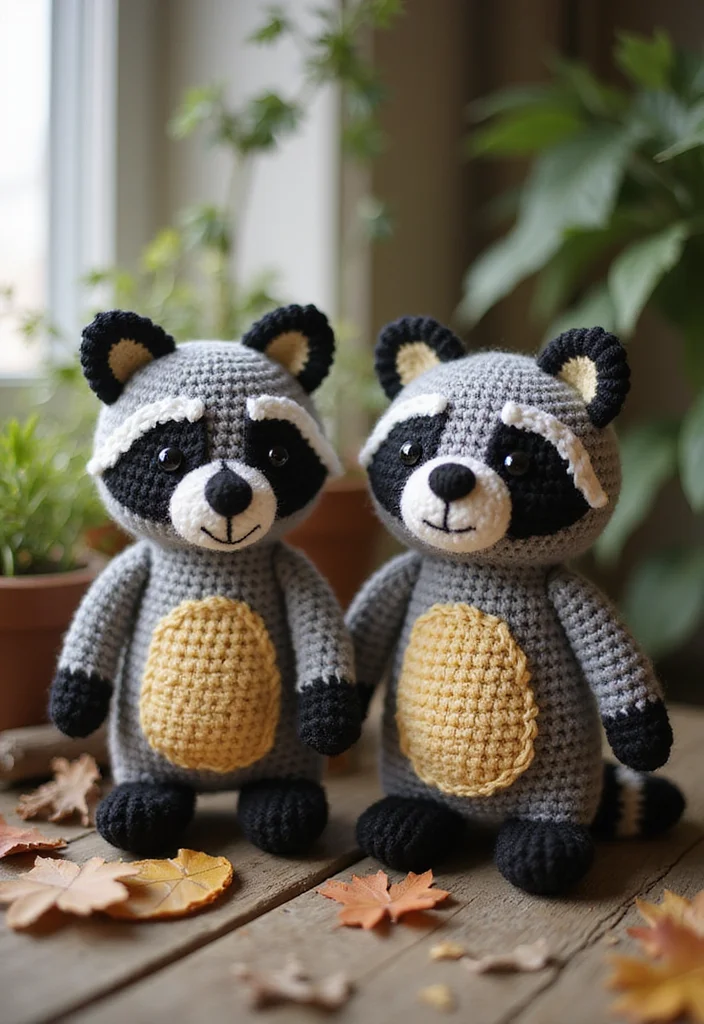 28 Cute Crochet Animals Free Patterns for Amigurumi Lovers - 20. Playful Raccoons