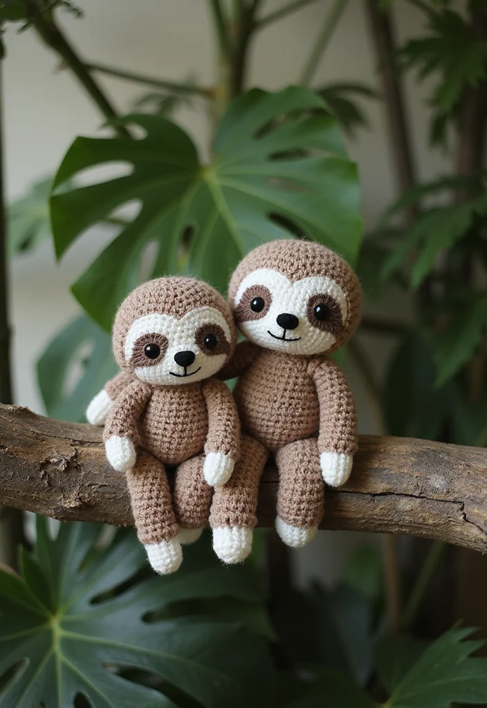 28 Cute Crochet Animals Free Patterns for Amigurumi Lovers - 21. Snuggly Sloths
