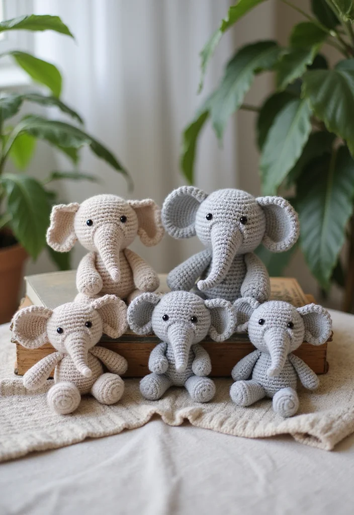 28 Cute Crochet Animals Free Patterns for Amigurumi Lovers - 4. Adorable Elephants