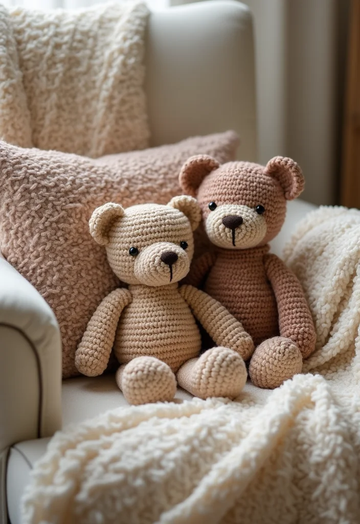 28 Cute Crochet Animals Free Patterns for Amigurumi Lovers - 9. Snuggly Teddy Bears