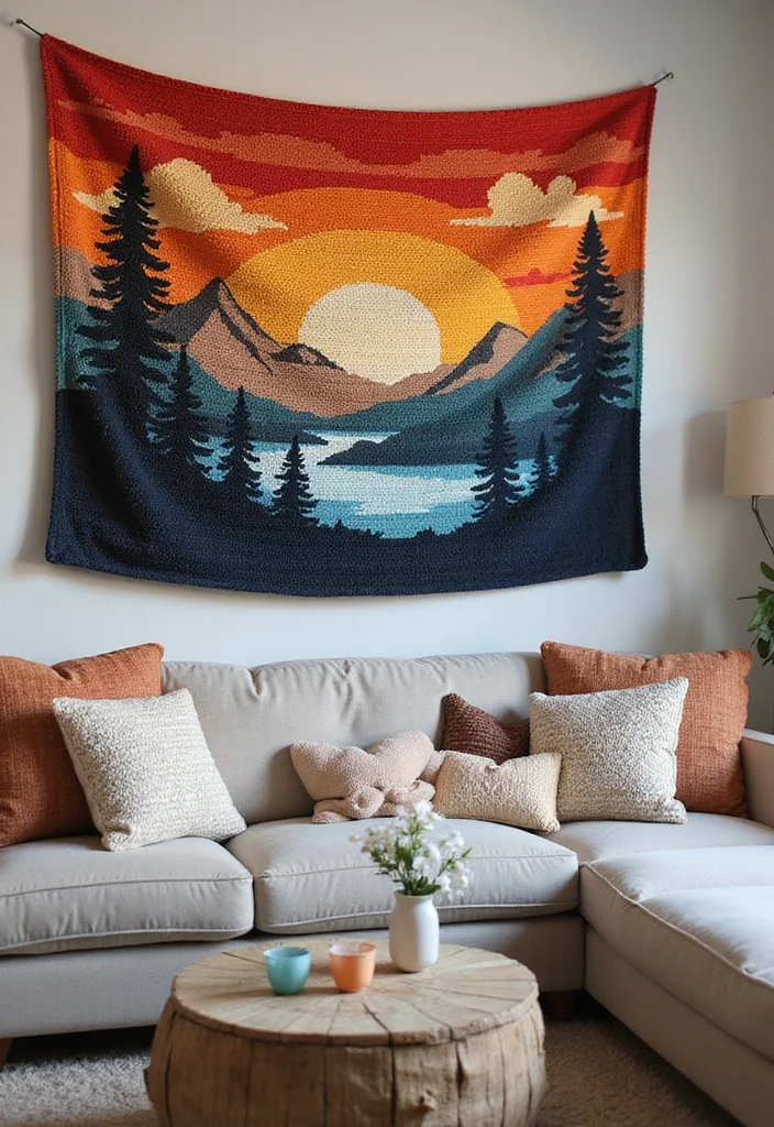 28 Detailed Crochet Tapestry Pattern Free Charts for Inspiring Projects - 3. Dreamy Landscapes: Scenic Tapestries