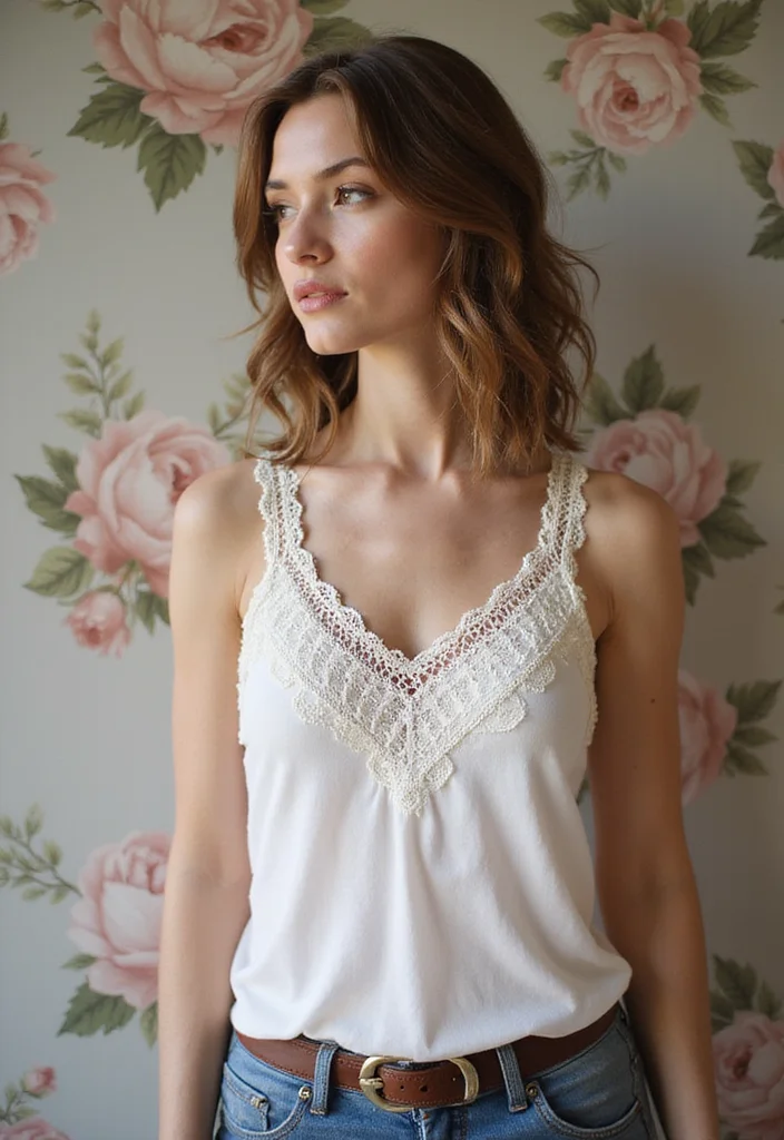 30 Breezy Crochet Summer Tops Free Patterns for Hot Days - 1. Airy Tank Top with Lace Trim