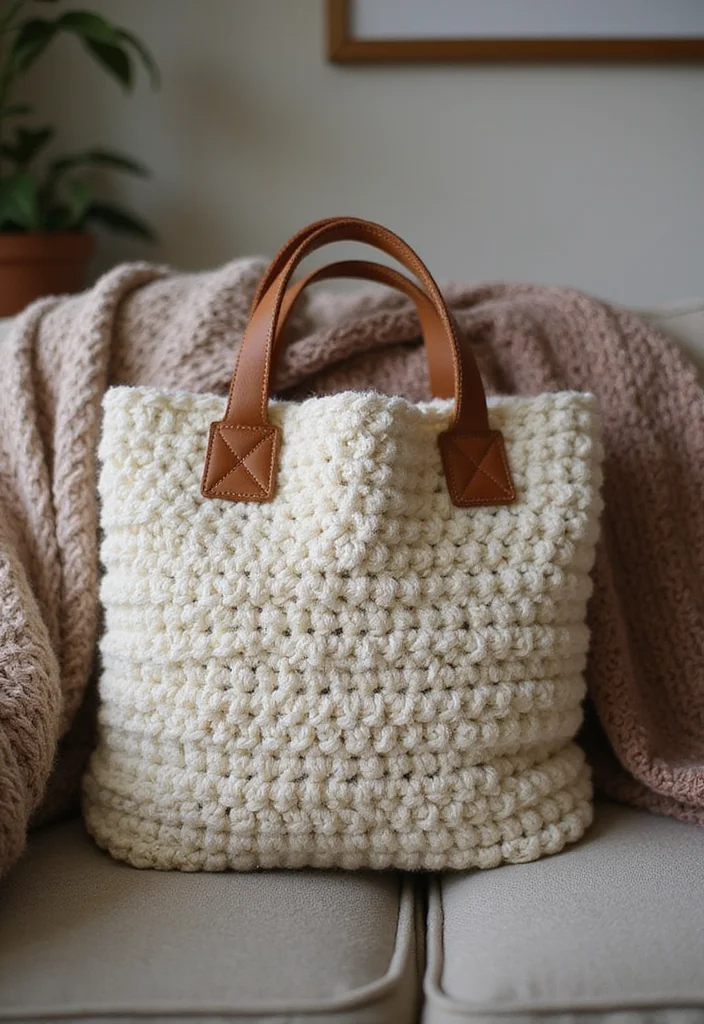 30 Chic Crochet Tote Bags Free Patterns You Can Make Fast - 10. Cozy Knit Look Tote