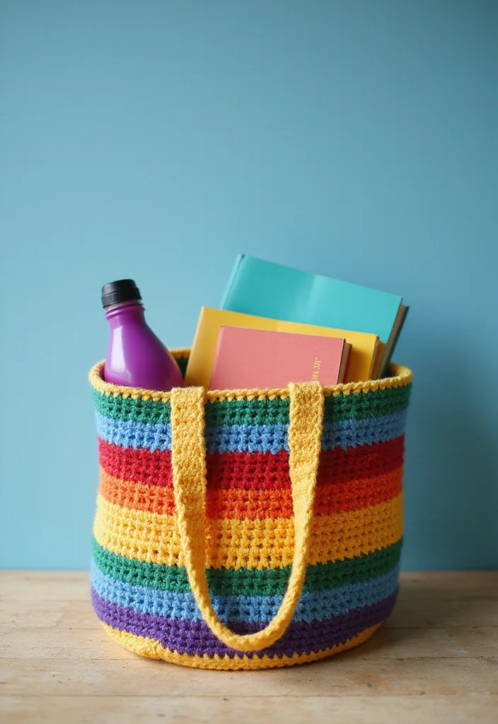 30 Chic Crochet Tote Bags Free Patterns You Can Make Fast - 13. School Spirit Bag