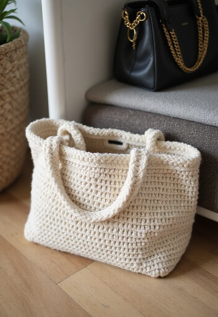 30 Chic Crochet Tote Bags Free Patterns You Can Make Fast - 14. Compact Foldable Tote