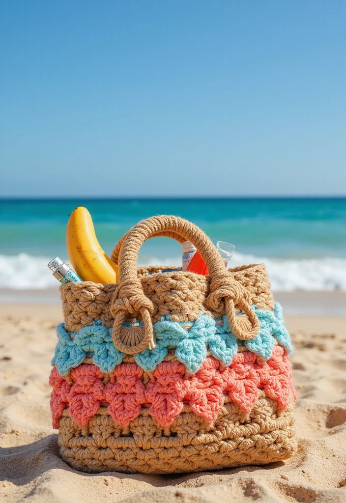 30 Chic Crochet Tote Bags Free Patterns You Can Make Fast - 15. Chunky Beach Bag
