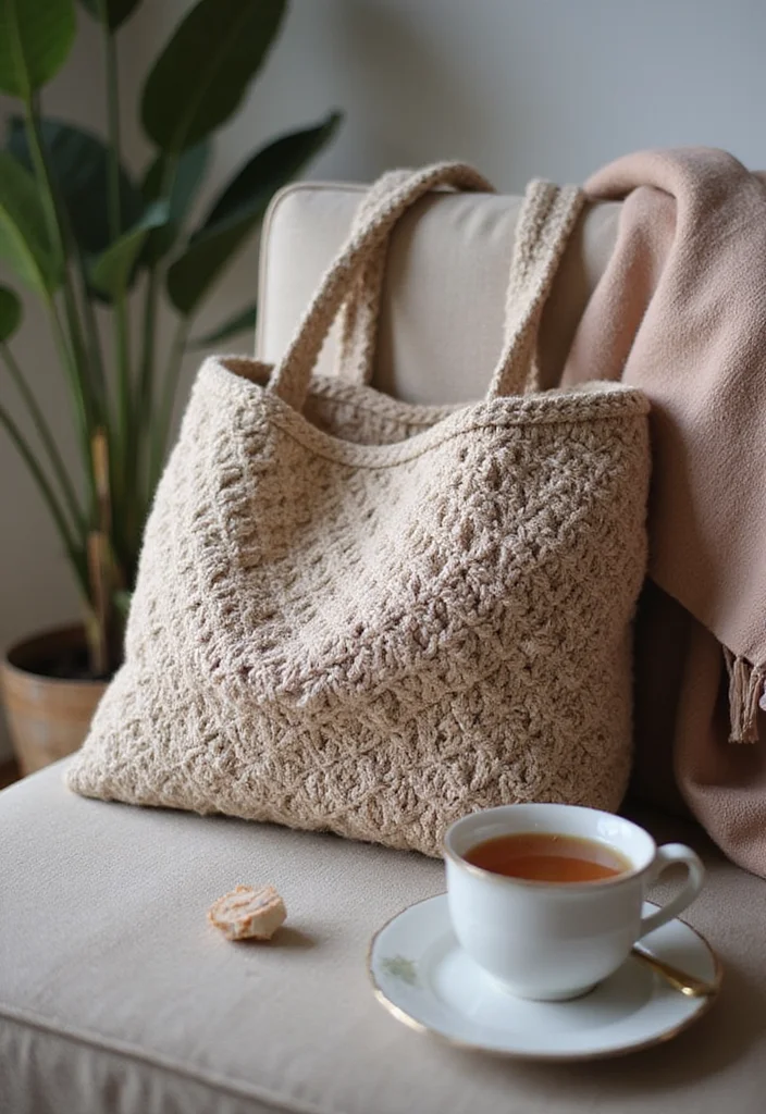 30 Chic Crochet Tote Bags Free Patterns You Can Make Fast - 21. Quilted Look Tote