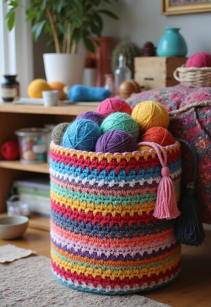 30 Chic Crochet Tote Bags Free Patterns You Can Make Fast - 23. Scrappy Stash Bag