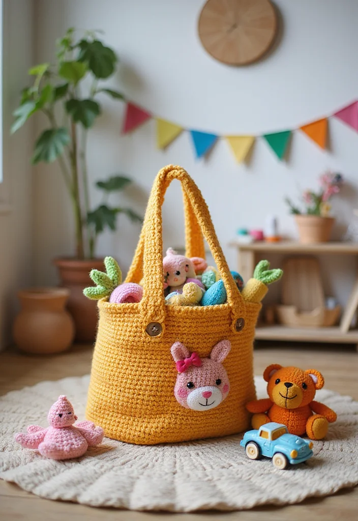 30 Chic Crochet Tote Bags Free Patterns You Can Make Fast - 24. Charming Child’s Tote