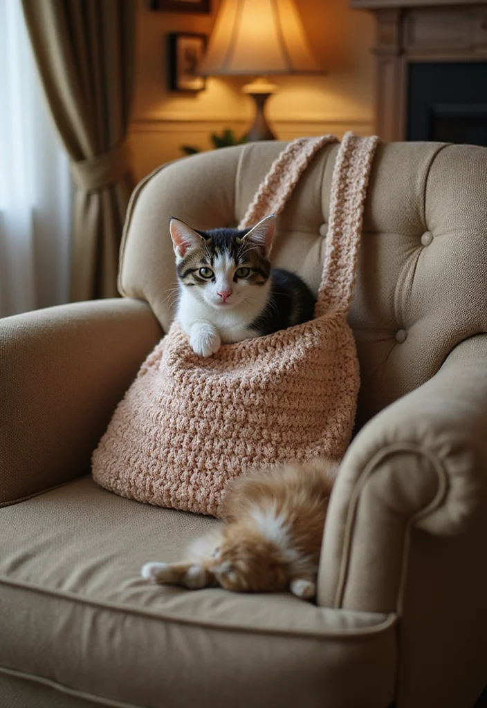 30 Chic Crochet Tote Bags Free Patterns You Can Make Fast - 3. Cute Cat Lover Bag