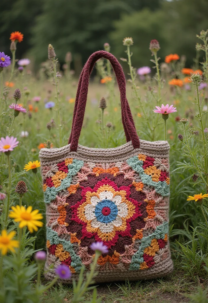 30 Chic Crochet Tote Bags Free Patterns You Can Make Fast - 4. Bohemian Style Bag