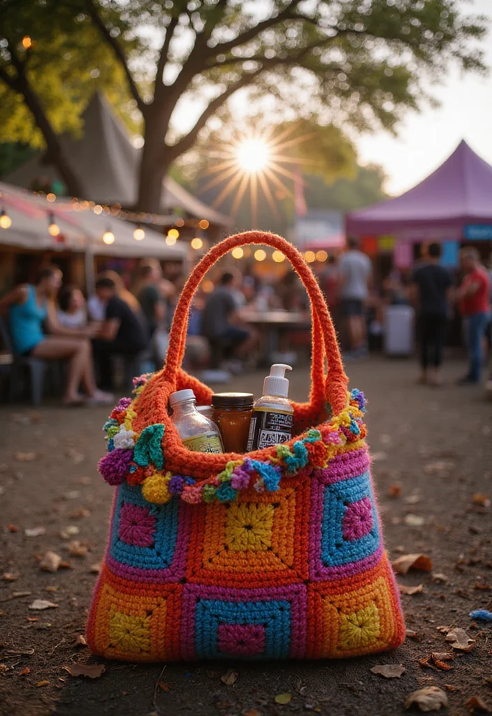 30 Chic Crochet Tote Bags Free Patterns You Can Make Fast - 6. Festival Fun Tote
