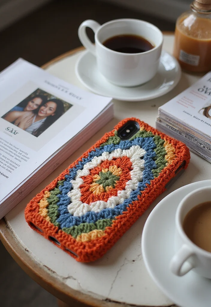 30 Classic Granny Square Crochet Pattern Ideas for Every Crocheter - 16. Granny Square Phone Case