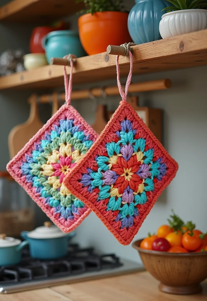 30 Classic Granny Square Crochet Pattern Ideas for Every Crocheter - 17. Granny Square Pot Holders