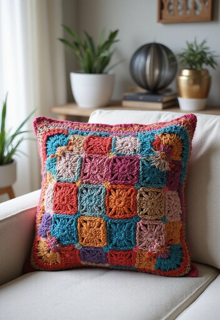 30 Classic Granny Square Crochet Pattern Ideas for Every Crocheter - 2. Granny Square Pillow Covers