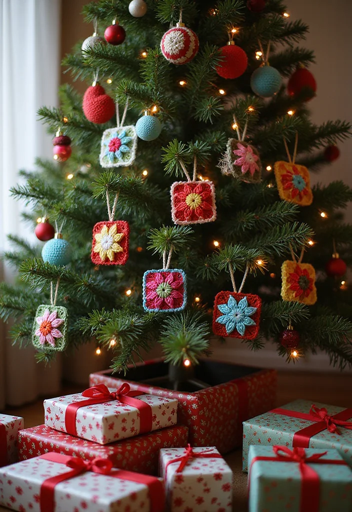 30 Classic Granny Square Crochet Pattern Ideas for Every Crocheter - 22. Granny Square Christmas Ornaments