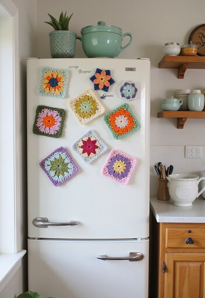 30 Classic Granny Square Crochet Pattern Ideas for Every Crocheter - 24. Granny Square Magnets