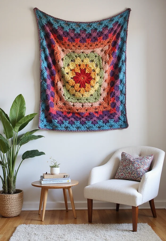 30 Classic Granny Square Crochet Pattern Ideas for Every Crocheter - 3. Granny Square Wall Hanging