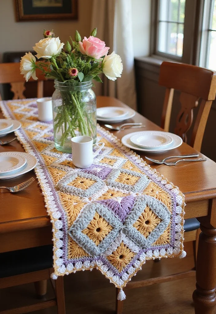 30 Classic Granny Square Crochet Pattern Ideas for Every Crocheter - 4. Granny Square Table Runner