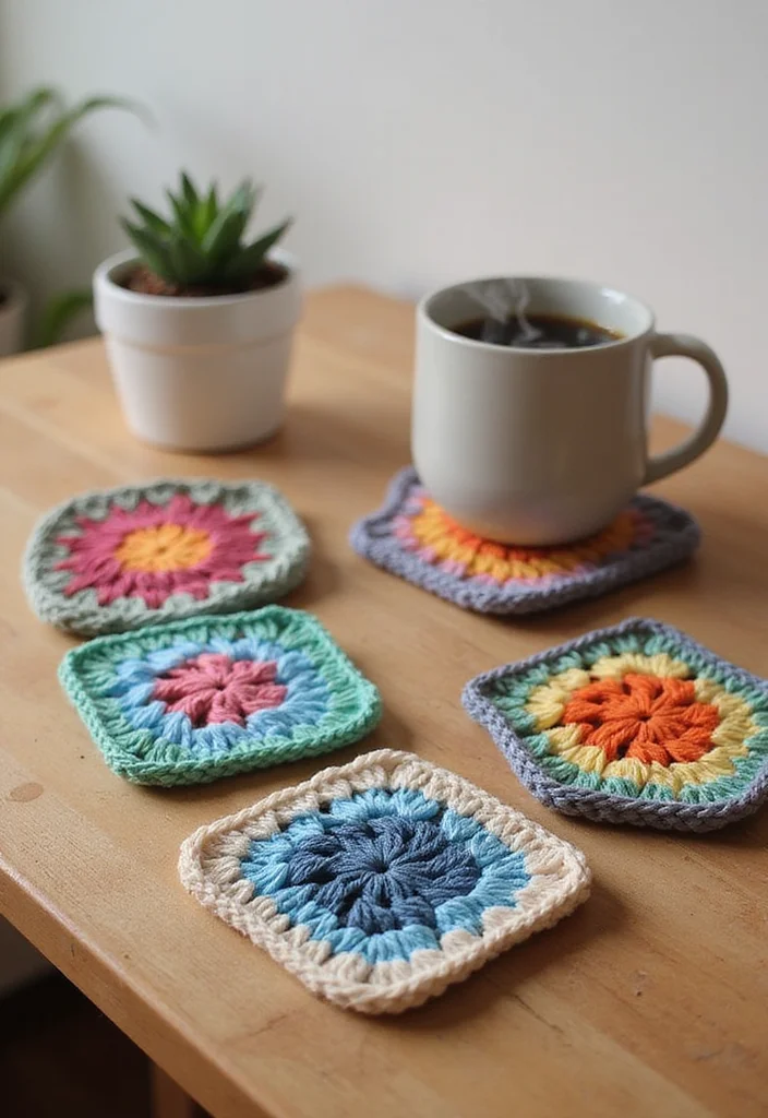 30 Classic Granny Square Crochet Pattern Ideas for Every Crocheter - 5. Granny Square Coasters