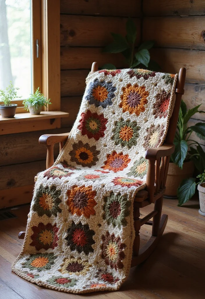 30 Colorful Crochet Granny Square Blanket Designs to Try - 11. Rustic Chic