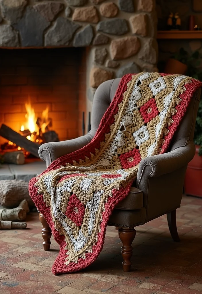 30 Colorful Crochet Granny Square Blanket Designs to Try - 13. Cozy Cabin