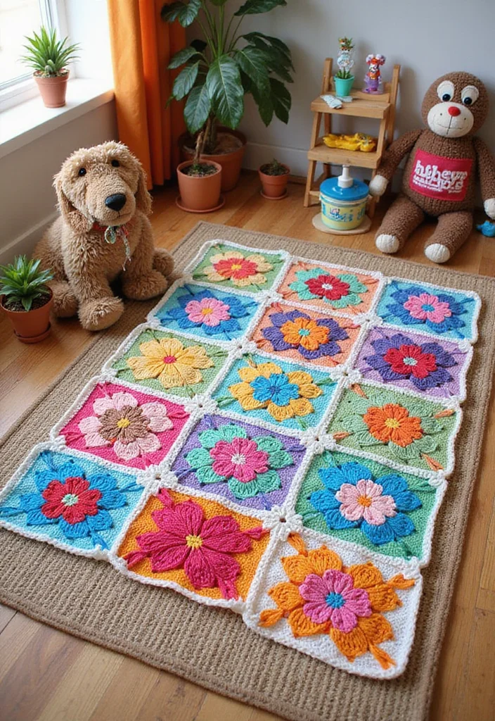 30 Colorful Crochet Granny Square Blanket Designs to Try - 18. Whimsical Wonderland
