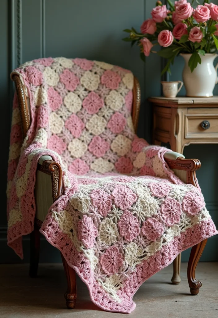 30 Colorful Crochet Granny Square Blanket Designs to Try - 19. Vintage Floral