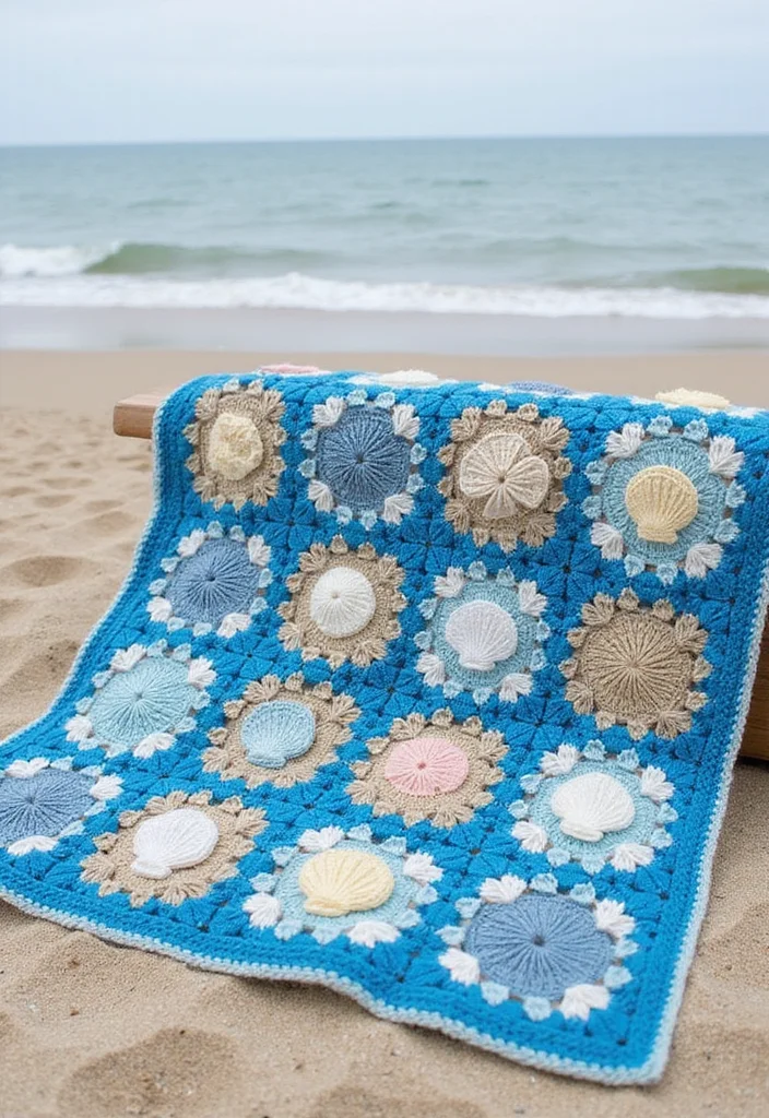 30 Colorful Crochet Granny Square Blanket Designs to Try - 2. Ocean Waves