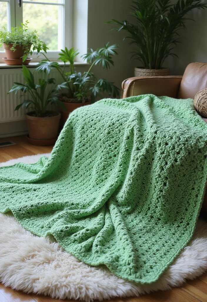 30 Colorful Crochet Granny Square Blanket Designs to Try - 21. Lush Greens