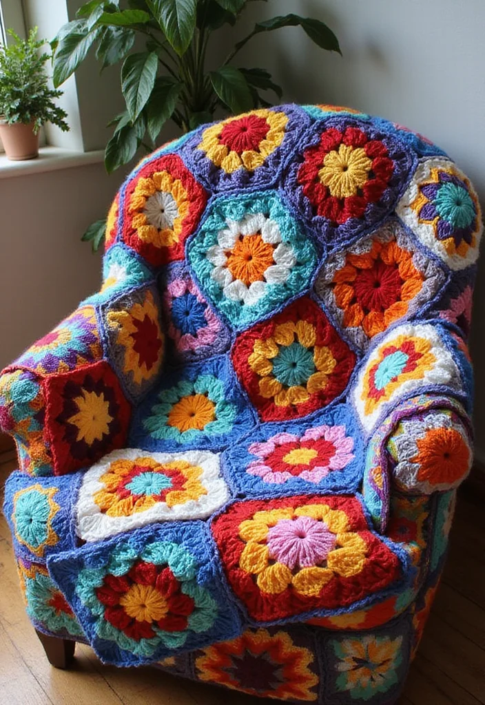 30 Colorful Crochet Granny Square Blanket Designs to Try - 25. Creative Chaos