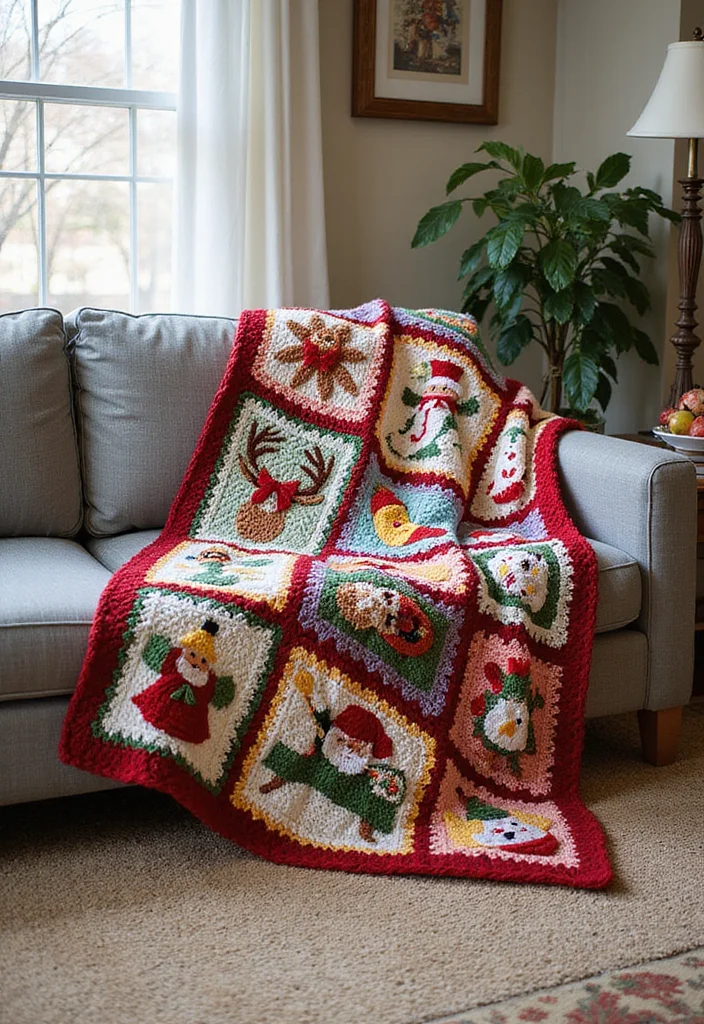 30 Colorful Crochet Granny Square Blanket Designs to Try - 27. Festive Spirit