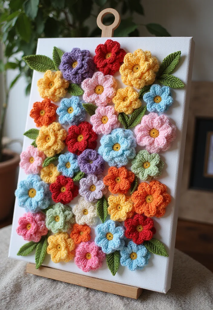 30 Cute Ideas on How to Crochet a Flower for Any Project - 10. Floral Wall Art