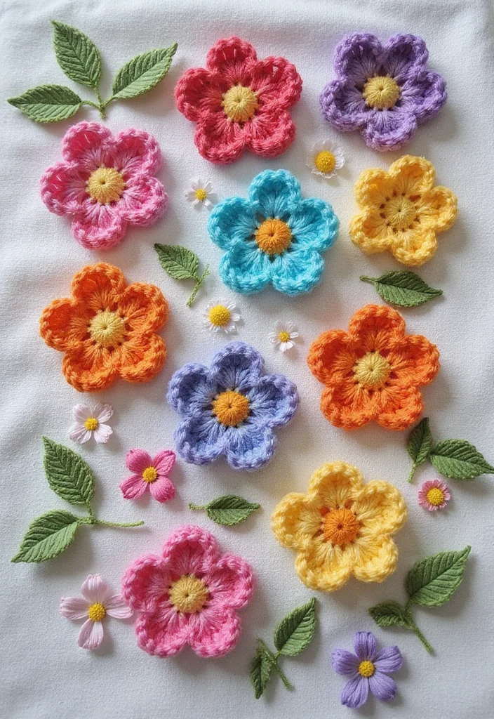 30 Cute Ideas on How to Crochet a Flower for Any Project - 13. Crochet Flower Appliques