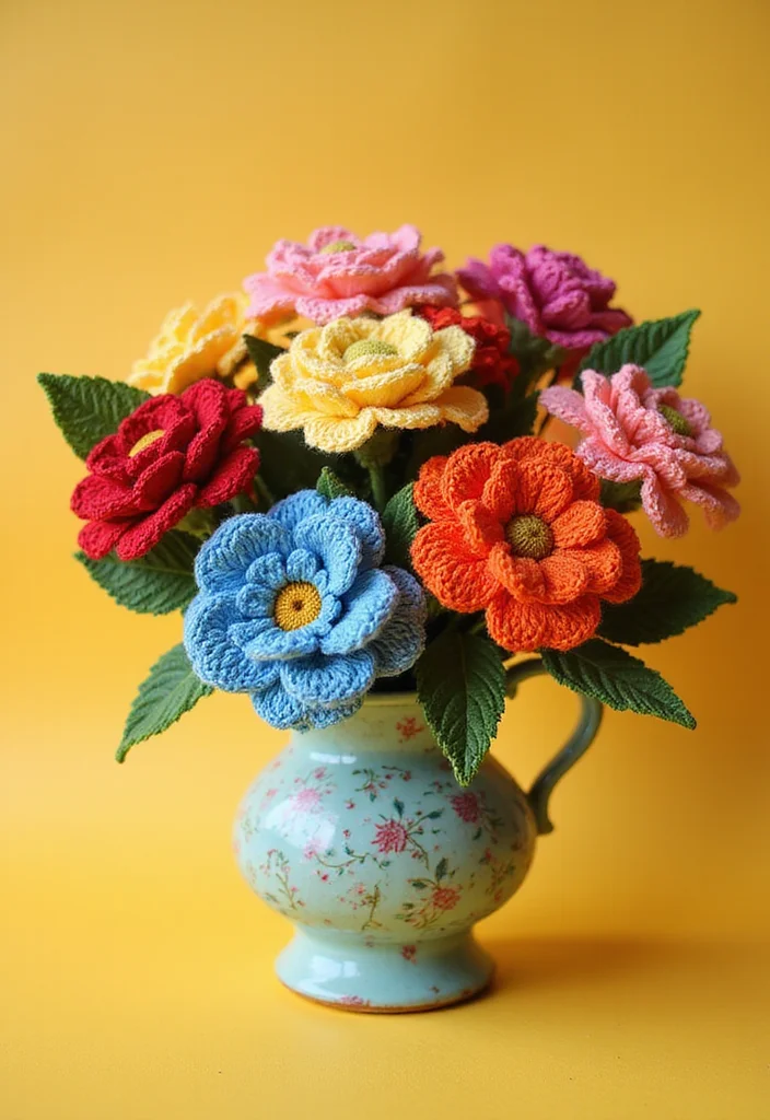 30 Cute Ideas on How to Crochet a Flower for Any Project - 14. Crochet Flower Bouquets