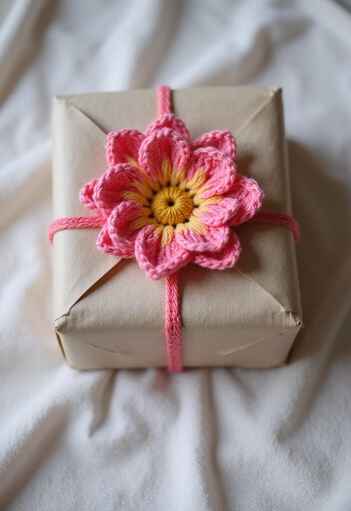 30 Cute Ideas on How to Crochet a Flower for Any Project - 26. Flower Gift Toppers