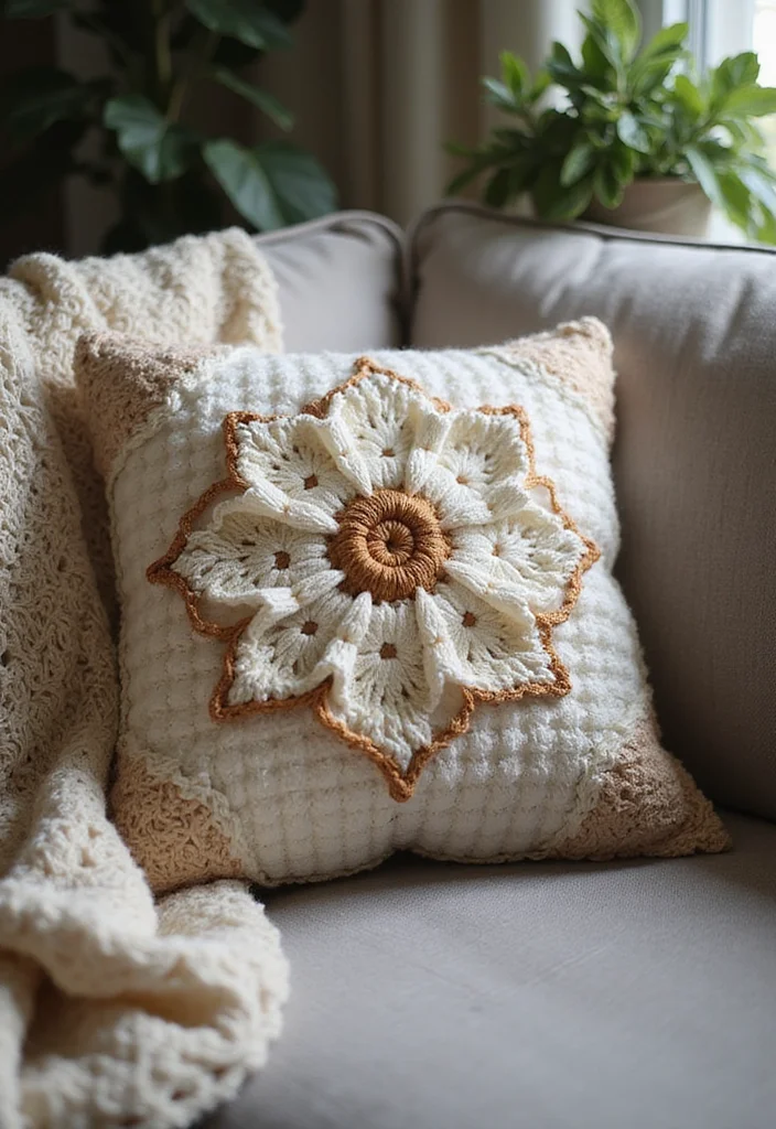 30 Cute Ideas on How to Crochet a Flower for Any Project - 29. Crochet Flower Pillows