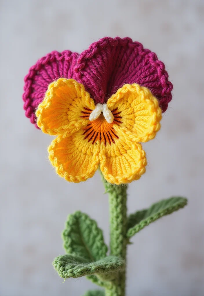30 Cute Ideas on How to Crochet a Flower for Any Project - 7. Pansy Perfection