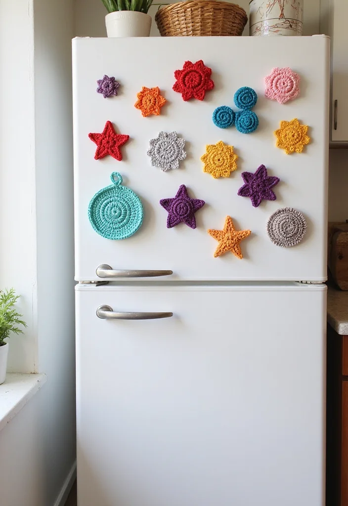 30 Easy Crochet Ideas for Beginners to Practice Your Skills - 11. Crochet Fridge Magnets