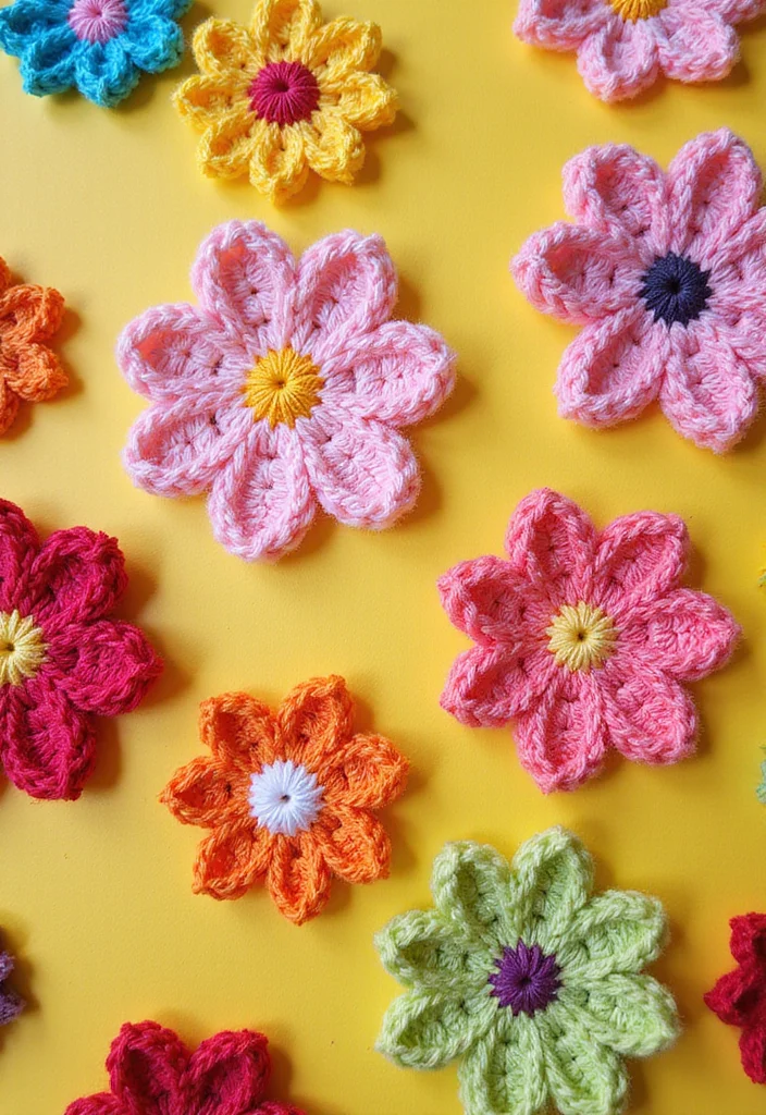 30 Easy Crochet Ideas for Beginners to Practice Your Skills - 20. Crochet Flower Appliques