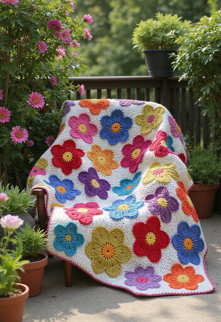 30 Free Crochet Patterns for Afghans You’ll Want to Start Now - 11. The Flower Garden Afghan