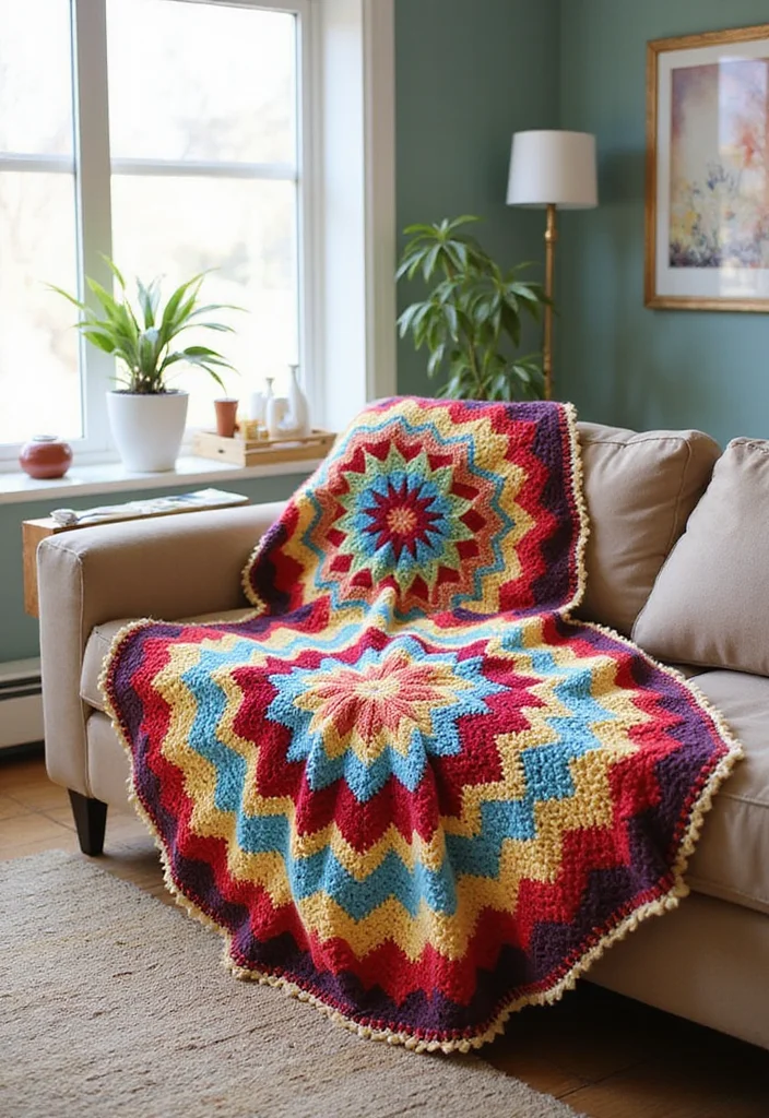 30 Free Crochet Patterns for Afghans You’ll Want to Start Now - 20. The Starburst Afghan
