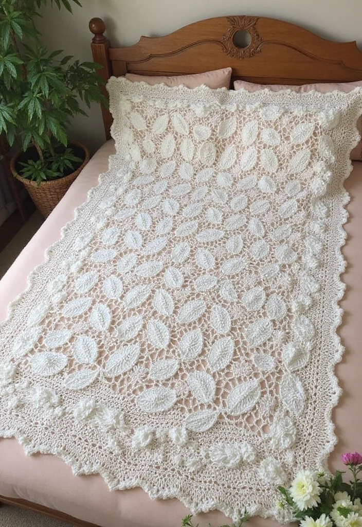 30 Free Crochet Patterns for Afghans You’ll Want to Start Now - 23. The Leafy Lace Afghan